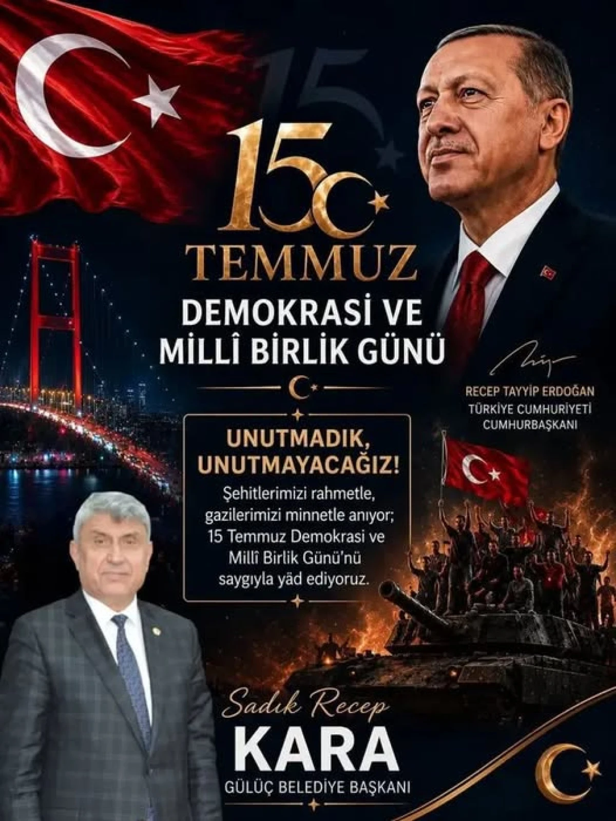 15 Temmuz şehitlerimiz ve Şehit &Ouml;mer Halisdemir olmak &uuml;zere, vatan uğruna canlarını feda eden t&uuml;m aziz şehitlerimizi rahmet, minnet ve dualarla anıyor; kahraman gazilerimize ş&uuml;kranlarımızı sunuyoruz.