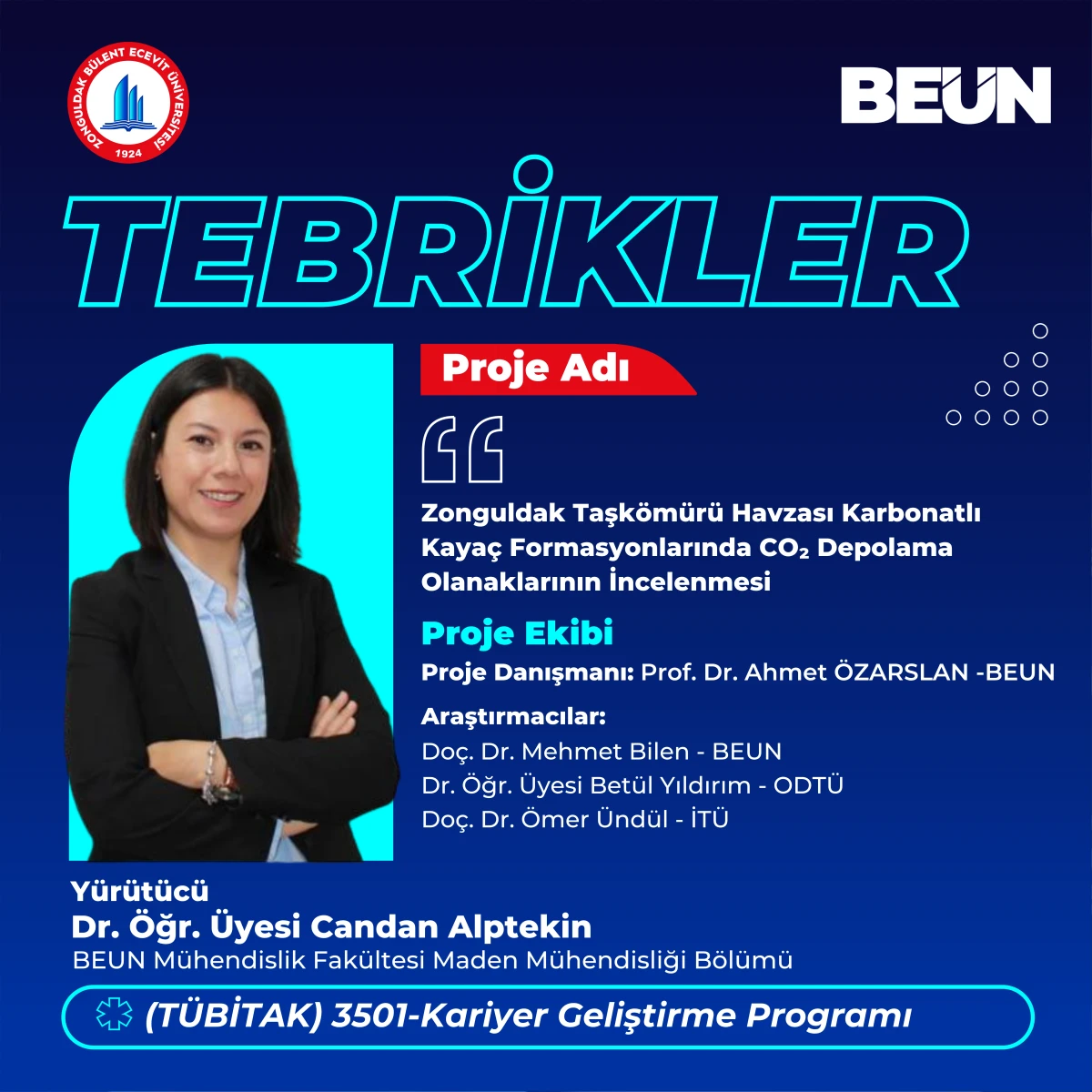 BEUN Akademisyeninin T&Uuml;BİTAK 3501 Kariyer Projesine Destek