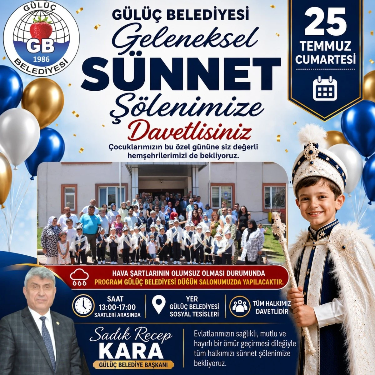 G&uuml;l&uuml;&ccedil; Belediyesi'nden Geleneksel S&uuml;nnet Ş&ouml;leni'ne davet
