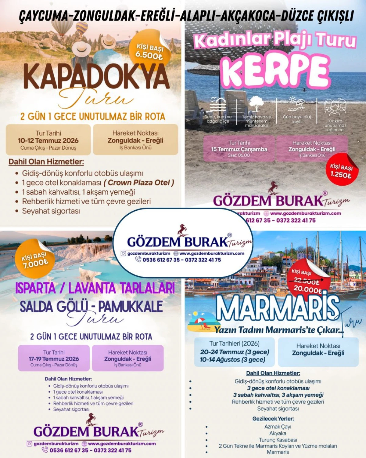Yazın En G&uuml;zel Rotaları G&ouml;zdem Burak Turizm ile Sizi Bekliyor! 